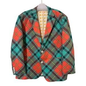 Loudmouth Golf Sport Coat 54 Argyle Plaid Blazer Cotton Stretch Statement Jacket